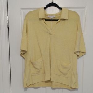 Jane + Delaney Yellow Terry Cloth Preppy Sporty Women's Top